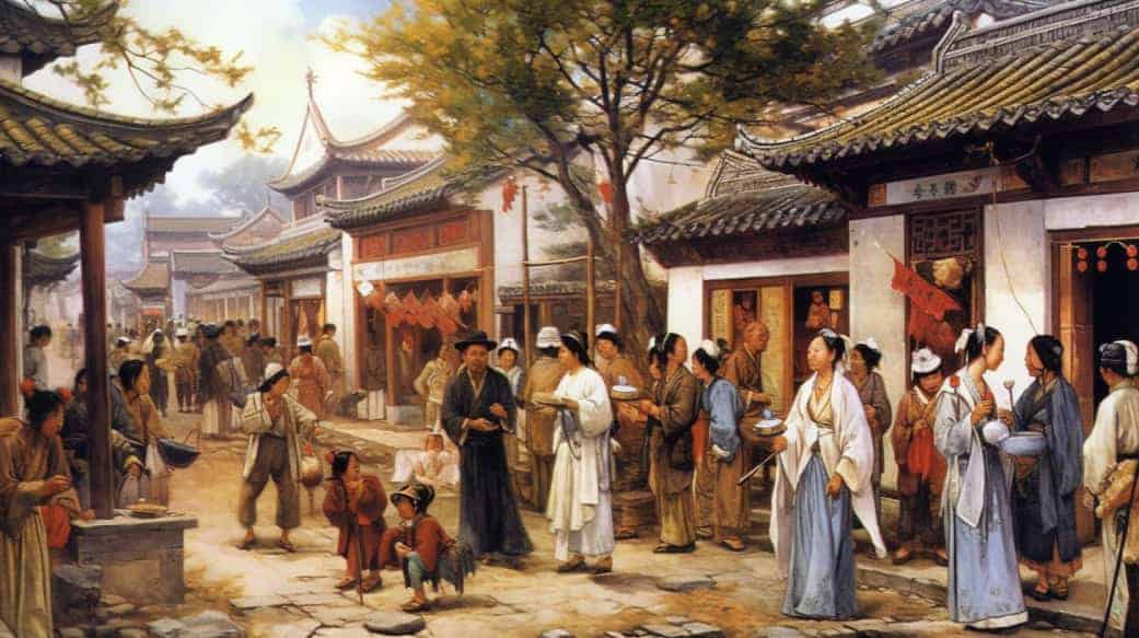 A typical street scene in the Song Dynasty